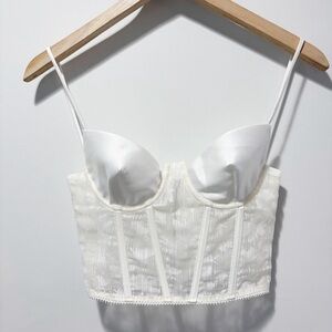 Elpis Butterfly Lace Corset Bustier Bra Top Size XS White Off White Wedding NWOT